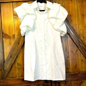 Medium White Dress with Poofy Sleeves!